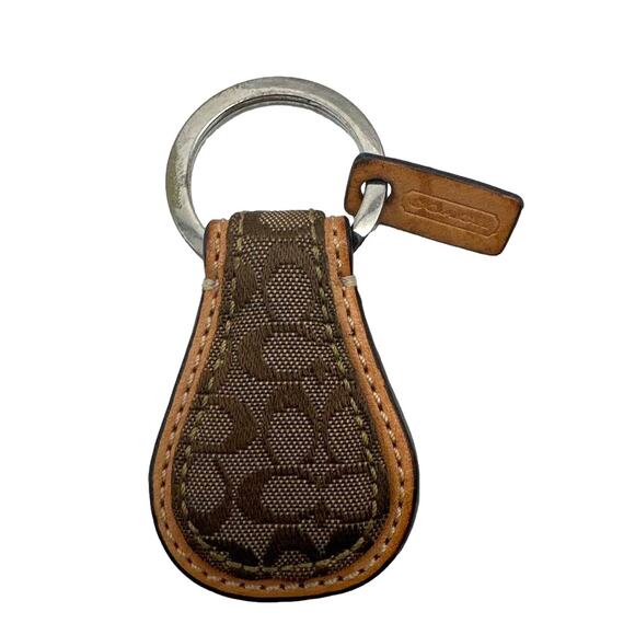 y2k COACH Vintage Brown Tan Signature Canvas Bag Charm / Key chain - Picture 1 of 3
